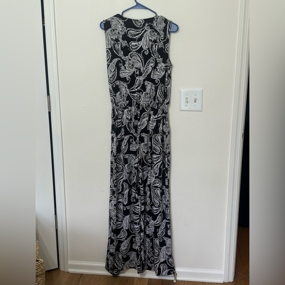 New Directions Black and White Ruched Jumpsuit - Picture 3 of 3